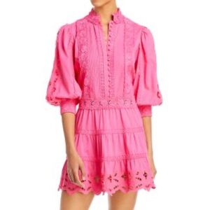 Alice & Olivia Clark tiered minidress in French rose size 6